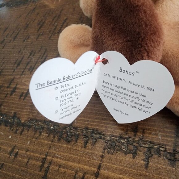 TY Beanie Baby "Bones" the Dog with both Hang/Swing and Tush Tags - Picture 7 of 10